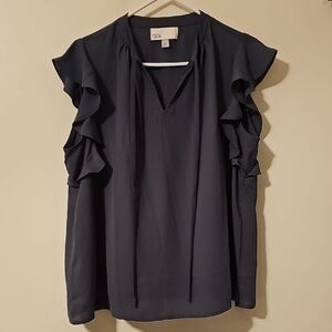 Ruffle-Sleeve Tie-Front Blouse